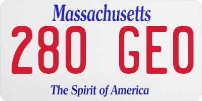 MA license plate 280GE0