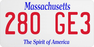 MA license plate 280GE3