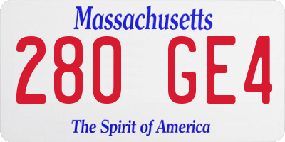 MA license plate 280GE4