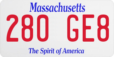 MA license plate 280GE8