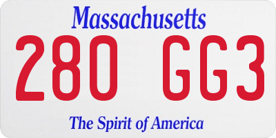 MA license plate 280GG3