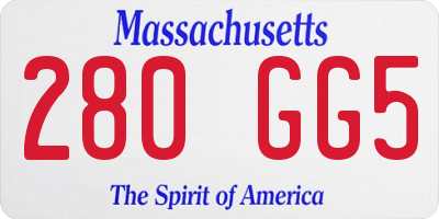 MA license plate 280GG5