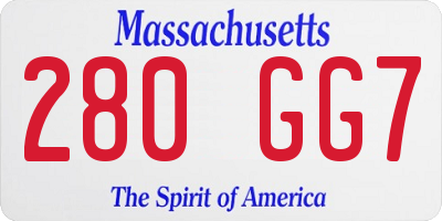 MA license plate 280GG7