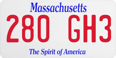 MA license plate 280GH3