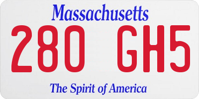 MA license plate 280GH5