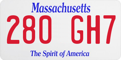MA license plate 280GH7