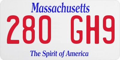 MA license plate 280GH9