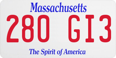 MA license plate 280GI3