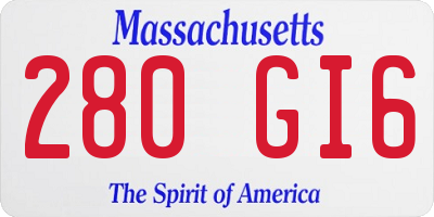 MA license plate 280GI6