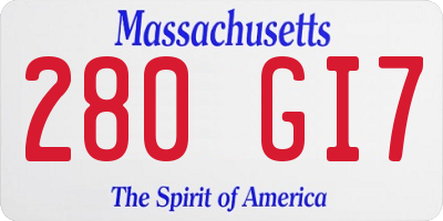 MA license plate 280GI7