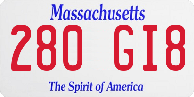 MA license plate 280GI8