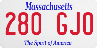 MA license plate 280GJ0