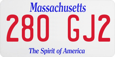 MA license plate 280GJ2