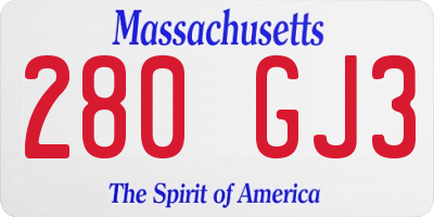 MA license plate 280GJ3