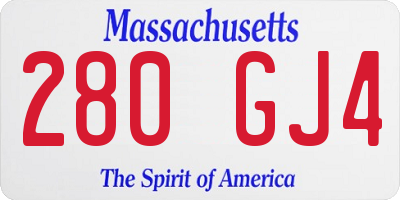 MA license plate 280GJ4