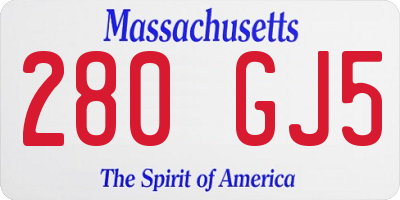 MA license plate 280GJ5