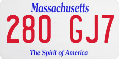 MA license plate 280GJ7
