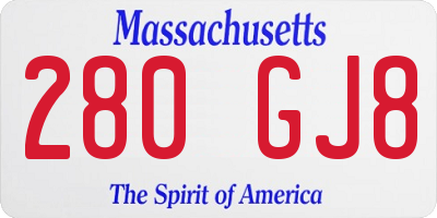 MA license plate 280GJ8