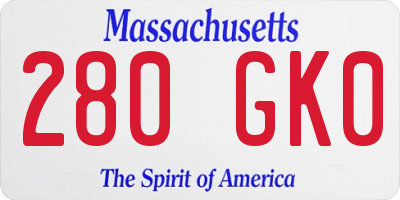 MA license plate 280GK0