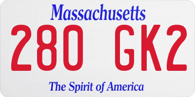 MA license plate 280GK2