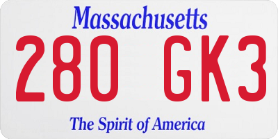 MA license plate 280GK3