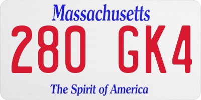 MA license plate 280GK4