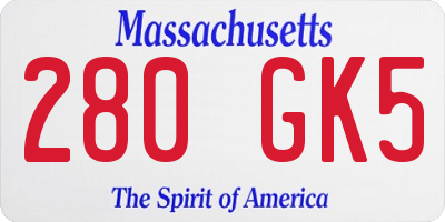 MA license plate 280GK5