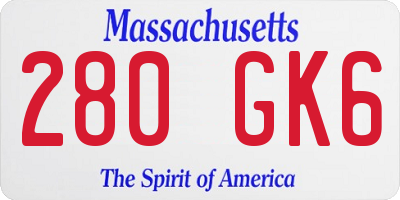 MA license plate 280GK6
