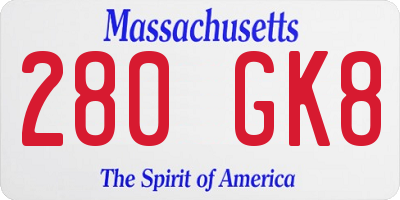 MA license plate 280GK8