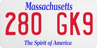 MA license plate 280GK9
