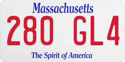 MA license plate 280GL4