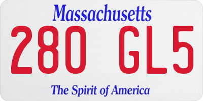 MA license plate 280GL5