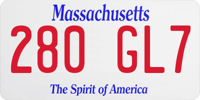 MA license plate 280GL7