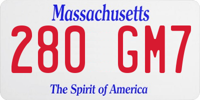 MA license plate 280GM7