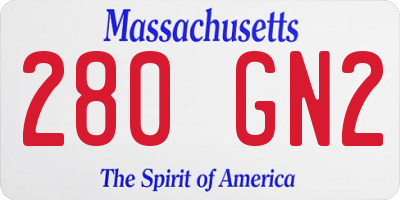 MA license plate 280GN2