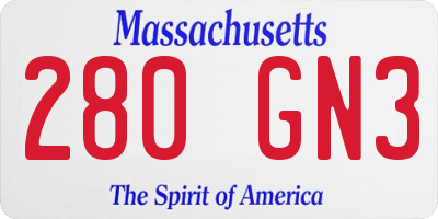 MA license plate 280GN3