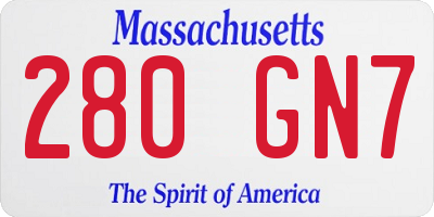 MA license plate 280GN7