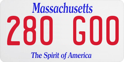 MA license plate 280GO0