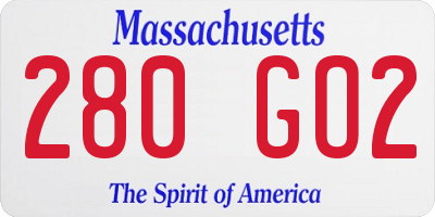 MA license plate 280GO2
