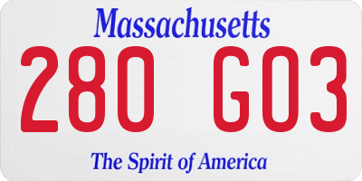 MA license plate 280GO3