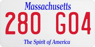 MA license plate 280GO4