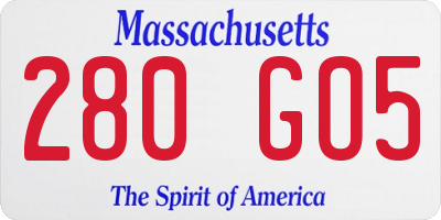 MA license plate 280GO5
