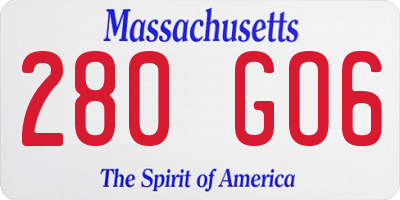 MA license plate 280GO6