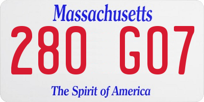 MA license plate 280GO7