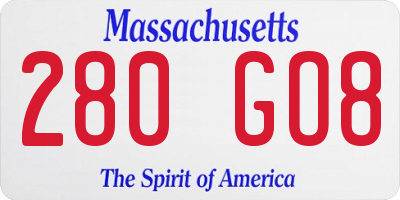 MA license plate 280GO8