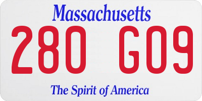 MA license plate 280GO9