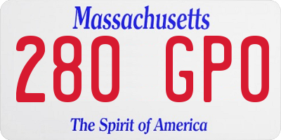 MA license plate 280GP0