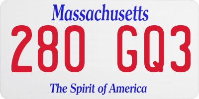 MA license plate 280GQ3