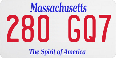 MA license plate 280GQ7