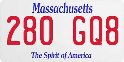 MA license plate 280GQ8